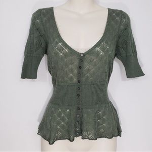 Free People Knitted V-Neck Button Down Cardigan